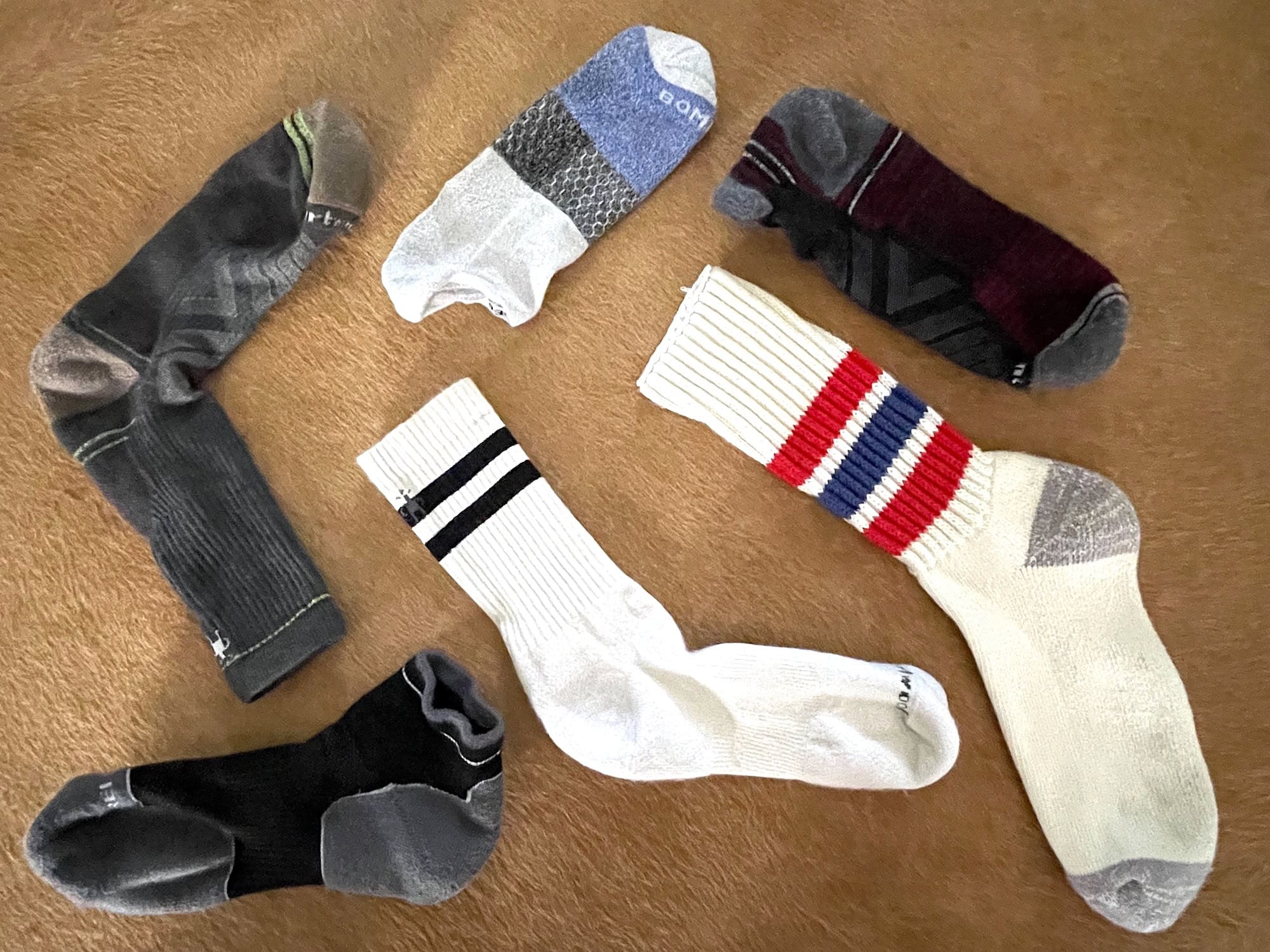 A collection of hiking socks