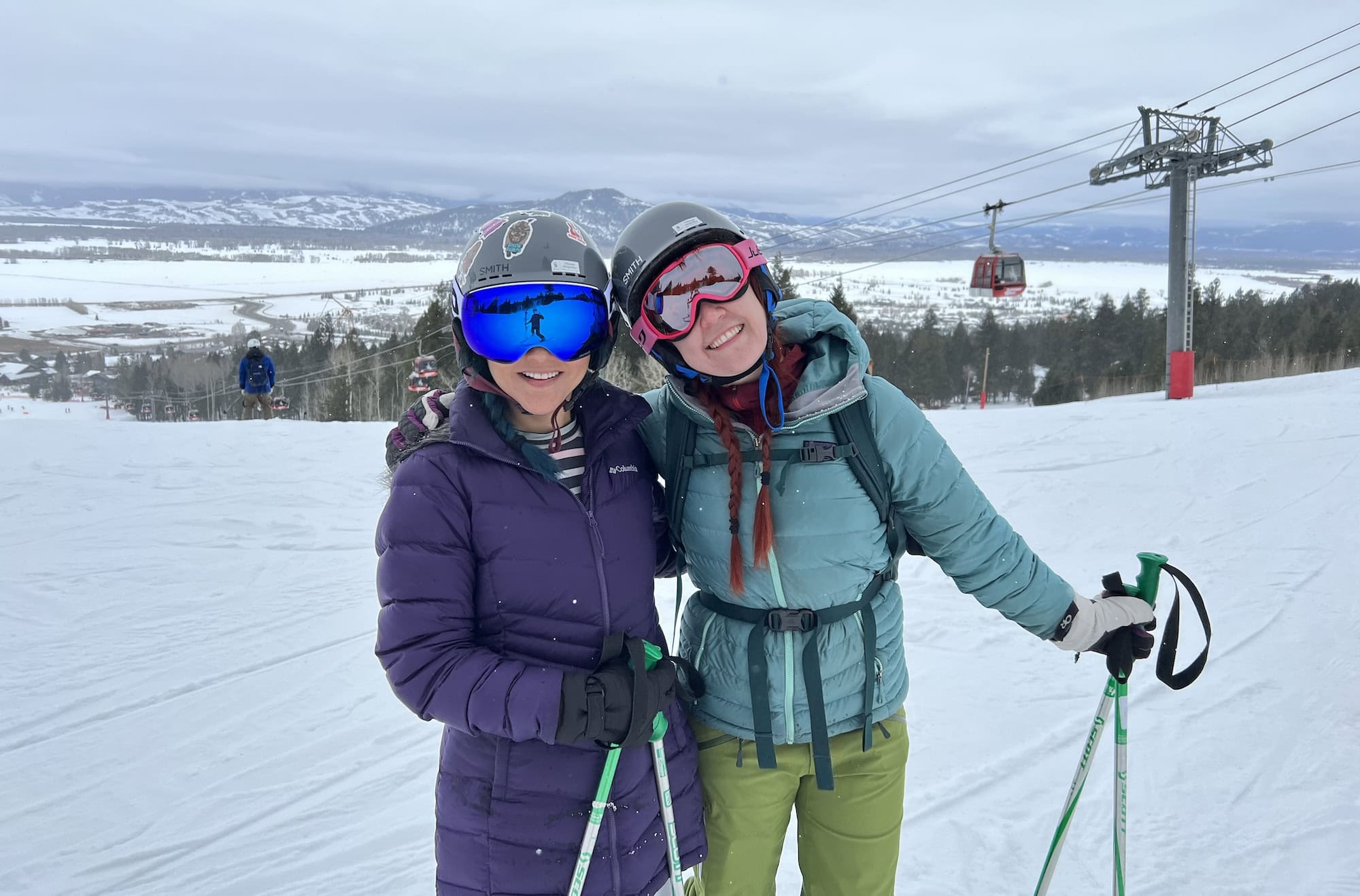 Emily and her friend skiing in Jackson Hole