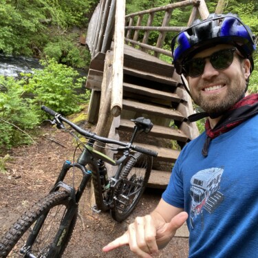 Kieron biking in the Pacific Northwest