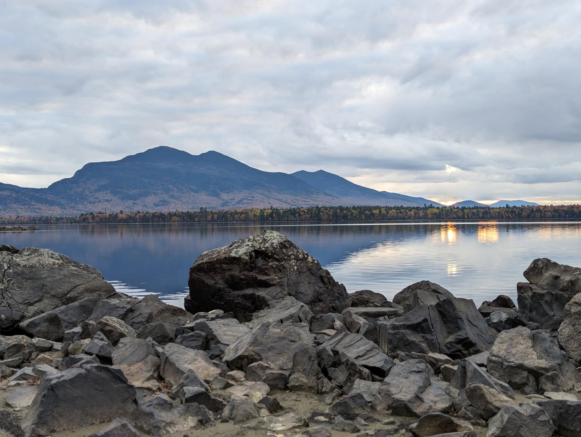 Looking out at the Bigelow Range behind Flagstaff Lake