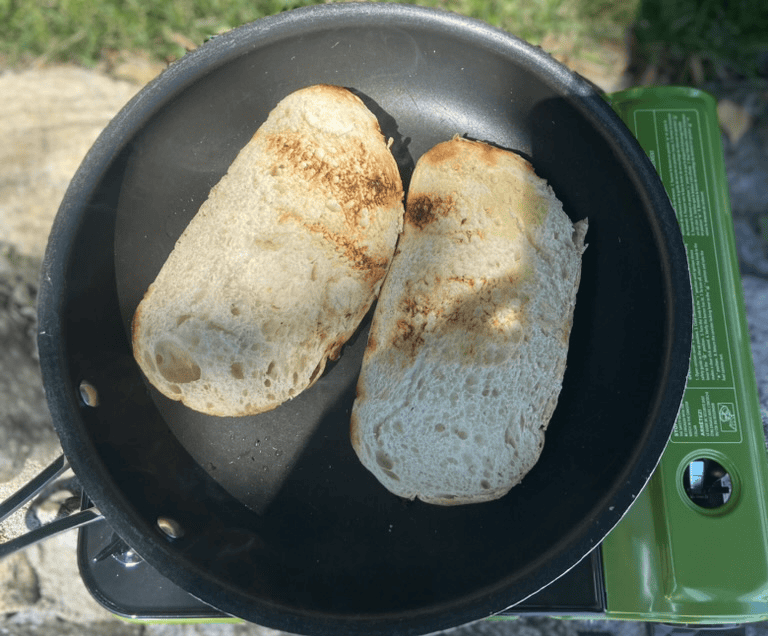 Sourdough browning in pan