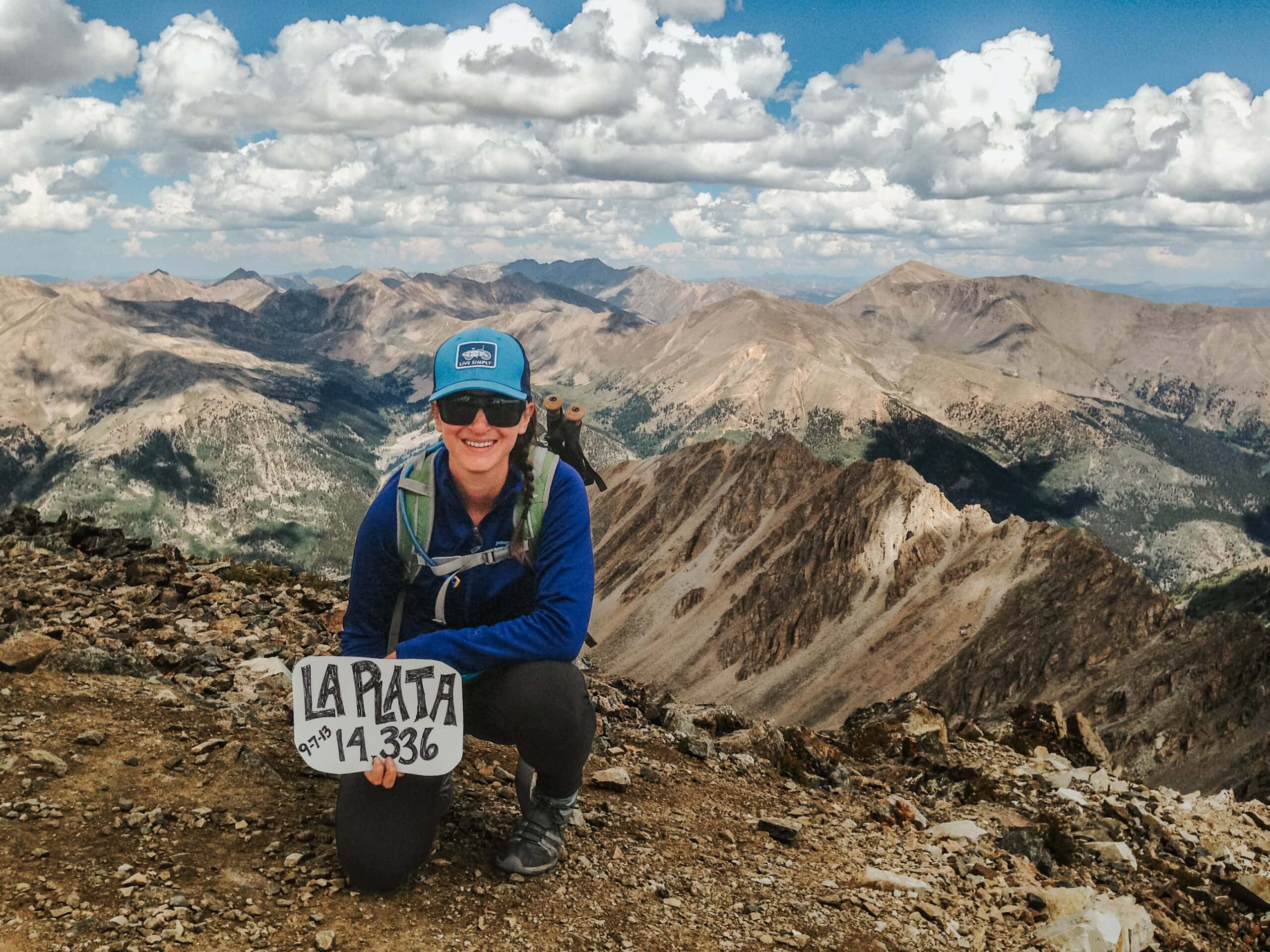 A woman on the summit of La Plata peak