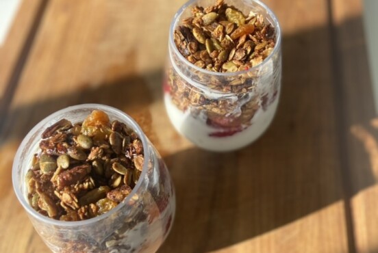 Raisin Granola and Yogurt Parfait camping breakfast