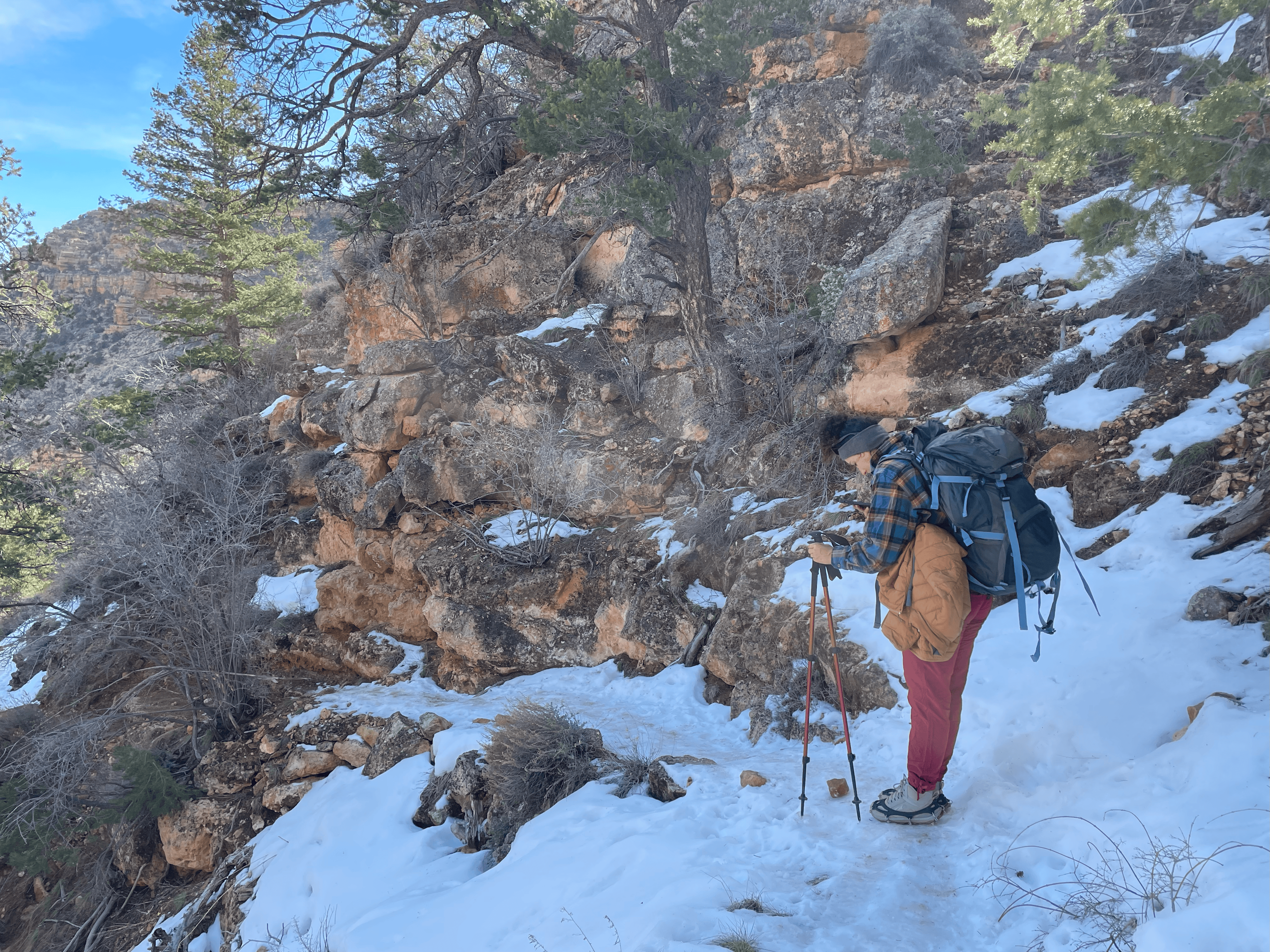 beginning of tanner trail snow patches